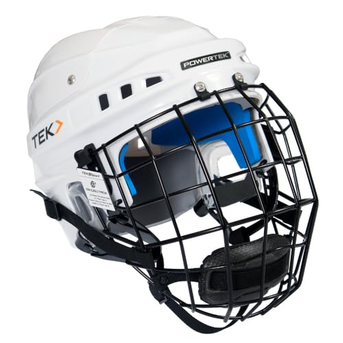 V3.0 Hockey Player Helmet with cage - White (Large, White)