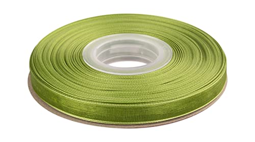 Ribbonitlux 9mm Sheer Organza Ribbon, Moss Shimmer Chiffon Ribbon 45M-Roll