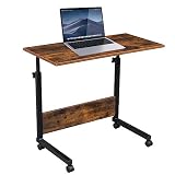 Small Standing Desk Height Adjustable Computer Desk with Lockable Casters and Baffle - Portable and