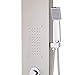 Happybuy 5 in1 Panel Tower System Stainless Steel Multi-Function Rainfall Waterfall Massage Jets Tub Spout Hand Shower for Home Hotel Resort, Unitary, Brushed Silver