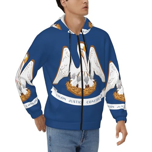 Sweat capuche fermeture éclair homme polyester veste Louisiane