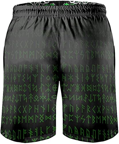 Mens Viking Swim Trunks Norse Myth Odin Totem Beach Shorts 3D Print Board Shorts Casual Athletic Shorts With Pockets3