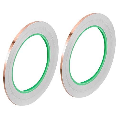 PATIKIL 銅テープ 0.12" x 21ヤード 0.05厚さ 銅箔テープ 両面導電性接着剤 EMIシールド 電子機器 回路 接地用 2個入り