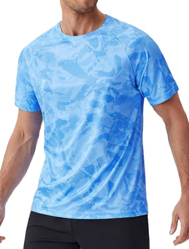 PINSPARK T-Shirt Anti-UV pour Homme, séchage Rapide, Protection Solaire UPF 50+, Manches Courtes, idéal pour Le Surf et la Course à Pied