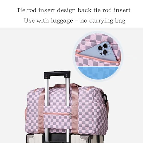 Duffle Bag for Travel - Large Capacity Duffel Pack,Waterproof Plaid Travel Bag with Shoe Compartment for Camping Swimming Beach Swim Pool Sports Gym 6