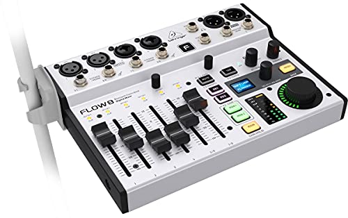 Behringer FLOW 8 8-Input Digital Mixer with Bluetooth Audio and App Control, 60 mm Channel Faders, 2 FX Processors and USB/Audio Interface