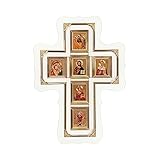 Lieferumfang: 1 Stück NKlaus Christliche Ikonen naturholz weiß Wand-Kreuz mit Glass 38x27cm religiöse Hausaltar 14336