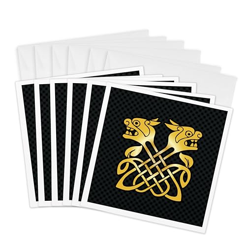 Cartes de vœux motif créature celtique fond noir et gris haut de gamme