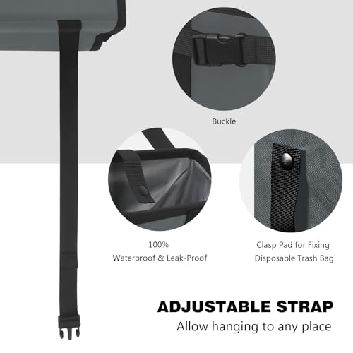 Image of Homelove Car Trash Can, Leak-Proof Waterproof Trash Bin Collapsible Portable Auto Garbage Bag Large Capacity Trashcan Storage Bag Multipurpose Car Organizer Hanging (Gray)