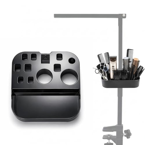 TOPIOM Pet Grooming Table Storage Box, Black Organizer Holder with Multiple Compartments for Scissors, Clippers, Combs, and Tools