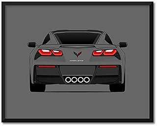 CUSTOMIZABLE COLOR: Chevy Corvette C7 Z51 Stingray (2014-2019) 7th Generation (Rear) Inspired Poster Print Wall Art Decor Handmade (Unframed)