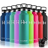 Tecnología de aislamiento de pared doble - Botella de agua metálica de acero inoxidable portátil con construcción de doble pared aislada, moda y función; mantiene el líquido frío hasta las 24 horas, caliente hasta las 12 horas. Una opción de botella de bebida funcional para invierno y verano.