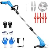 Lipoliftco Weed Wacker Cordless, 12V Battery Powered Lawn Edger, Grass Cutter with 2 * 2000mah Rechargeable Batteries and 3 Types of Blades, Lightweight Electric Mower for Garden and Yard Lawn