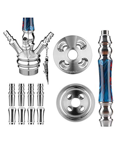 Alligator Bingo Shisha aus Edelstahl - Blue - inklusive Zubehör | LED Beleuchtung + Schlauch Set inkl. Mundstück… – Bild 3