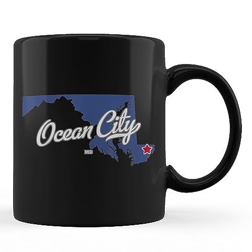 TUANDANG Ocean City MD Map 11oz Black Coffee Mug