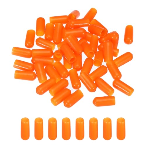 Image of MECCANIXITY 50pcs 6mm(1 /4 inch) Rubber End Caps Cover PVC Vinyl Screw Thread Protector Round Wire Shelf Caps for Screw Bolt Pipe Fence Post, Orange