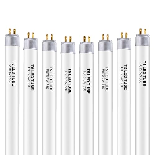 Wesome Lighting 8 Pack 12 Inch F8T5/WW LED Replacement Bulbs 3000K Warm White T5 LED 5 Watts Replace Fluorescent Bulb with LED Replacement Tube for Counter and Cabinet Fixture