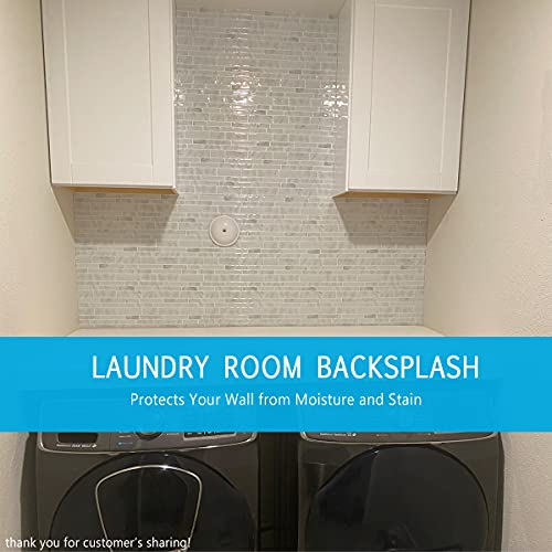 Vamos Tile 10-Sheet Peel And Stick Tile Backsplash,12"X12" Premium Kitchen Backsplash Peel And Stick Tile (Sliver White With Grey Vein) #TOP2