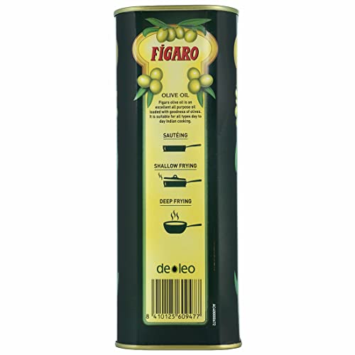 Image of Figaro Olive Oil- Pure Olive Oil-Daily Cooking Oil- Perfect for Indian Dishes- Curries, Gravy- Imported from Spain- 1L Tin (Pack of 3)