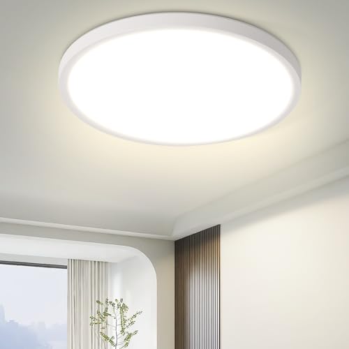 ZMH Deckenlampe LED Deckenleuchte Schlafzimmer - Rhombenplatte Augenschutz 4000K Arbeitszimmerlampe Flach Ultra Dünn 2.6CM Schlafzimmerlampe 15W Rund Badlampe Klein für Bad Badezimmer Küche Flur Ø18cm