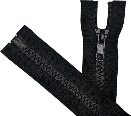 Image of ANPURZII 2PCS #5 14 Inch Black Separating Jacket Zippers for Sewing Coats, Molded Plastic Bulk Zippers(Black 14 inch 2PCS)