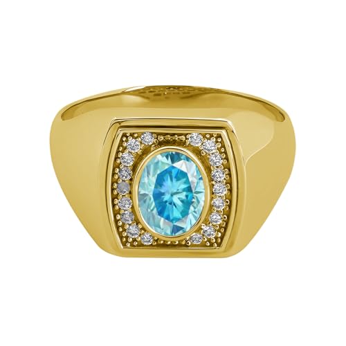 10K 14K 18K Gold 2Carats Gemstone Men's Wedding Rings Birthstone Engagement Rings for Him/Husband for Anniversary Valentines Day Birthday Jewelry Gifts