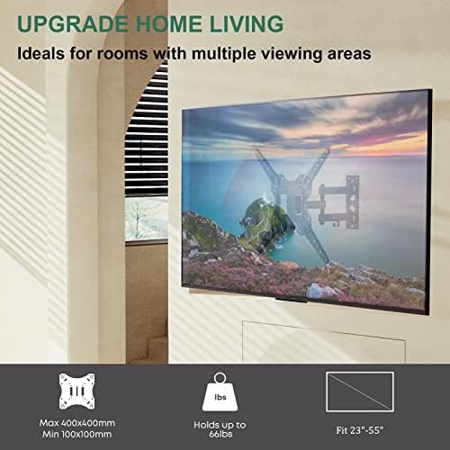 PUTORSEN TV Wall Bracket Mount for most 23-55 Inch LED LCD OLED TVs up to 30KG Max VESA 400x400mm, Full Motion TV bracket with Tilt Swivel Extension