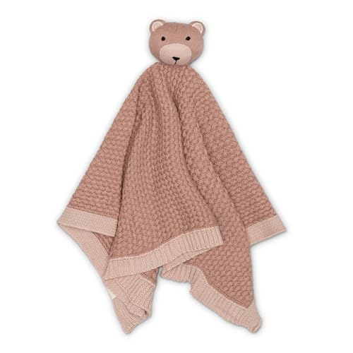 Image of Crane Baby Knitted Teddy Bear Lovey Blanket, Baby Security Blanket for Girls or Boys, Loveys for Babies, Stuffed Animal Comfort Toy, Newborn Gift, Teddy Bear Blankets, Security Blankets for Babies