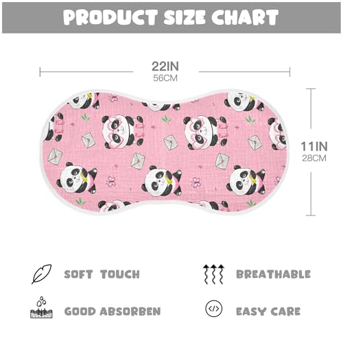 xigua Cute Pandas Muslin Baby Burp Cloths Set of 1, Super Soft & Absorbent Burping Rags, Cotton Burp Clothes Shower Gift for Newborn, Baby Girls and Boys4