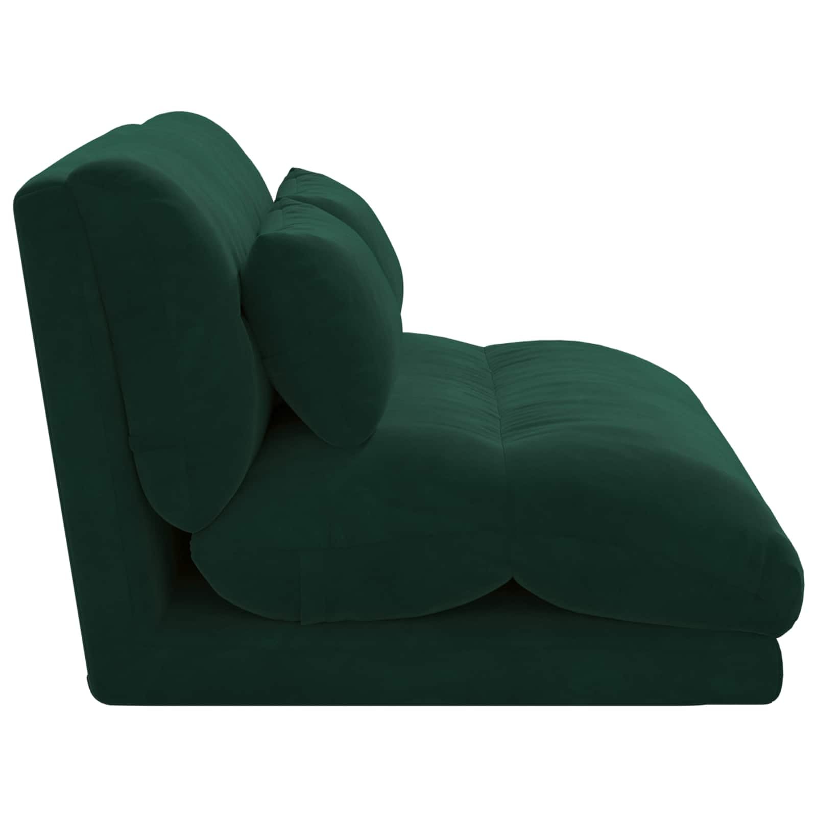 Krzesło podłogowe, ciemnozielone, aksamitne, z regulowanym oparciem, 110 x 82 x 55 cm, składane, wyściełane, ergonomiczne, do salonu, biura, jogi, medytacji, czytania