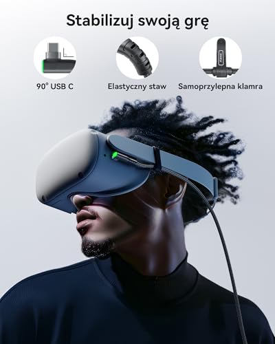 INIU Kabel Link 5 m, kompatybilny z Meta/Oculus Quest 3/2/Pro i Pico 4 Steam VR/PC do gier, szybki transfer danych, USB A 3.0 na USB C Lnk Cable do zestawu słuchawkowego VR, oddzielny port USB-C