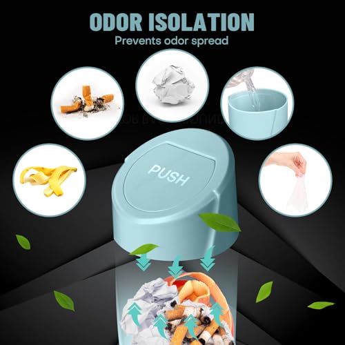 Image of Car Trash Can Bin with Lid - Car Garbage Can Cup Holder - Dark Green Mini Leakproof Vehicle Trash Garbage Can Bin with 20pcs Trash Bags-Car Organizers and Storage for Front Back Seat Accessories