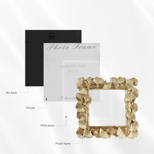 Image of 4x4 Vintage Picture Frames, Picture Frame for Table Top Display and Wall Hanging Home Decor (Gold, 4x4 Inch)
