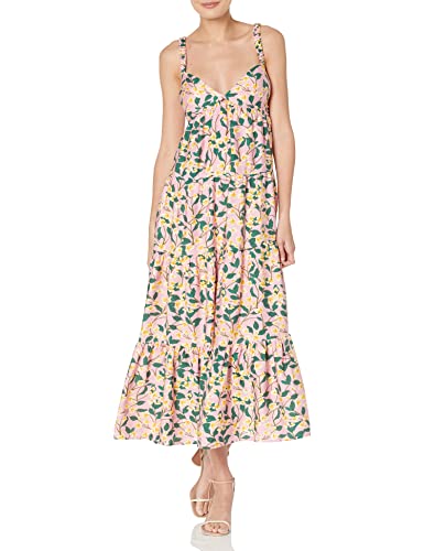 Robe midi froncée sans manches MOON RIVER à volants pour femme style élégant