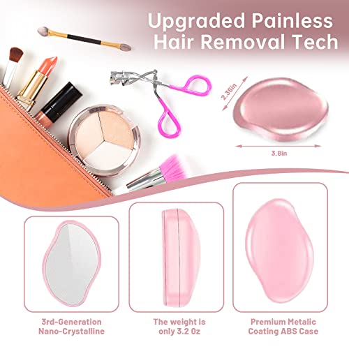Crystal Hair Eraser, Magic Hair Eraser For Women And Men, Crystal Hair Remover Painless Exfoliation, Hair Removal Tool For Arms Legs And Back, Portable Mild Hair Remover, Reusable & Washable（Pink） #TOP4