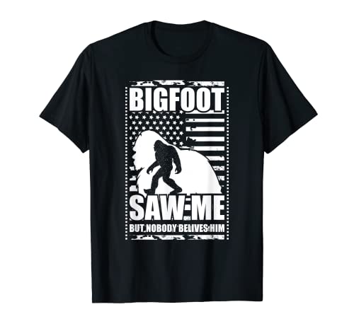 Bigfoot Saw Me But Nobody Believes Him! Sasquatch USA Flag T-Shirt