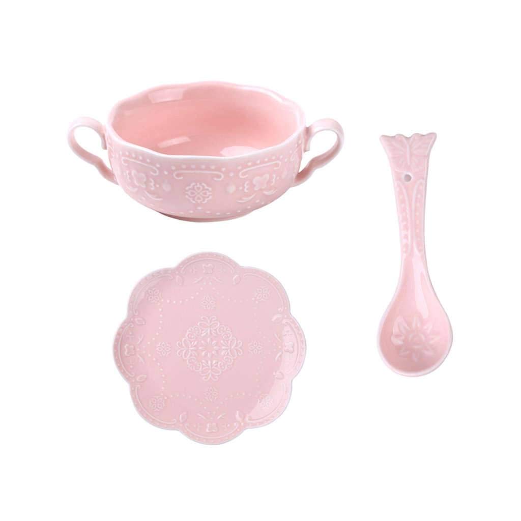 Tasse de porcelaine en céramique fine à relief pour soupe