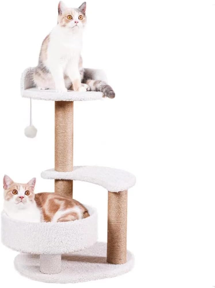 AIRFUL Cat Tree 68cm Cat Tower for Indoor Cats, Multi-Level Cat Tree with Scratching Posts Plush Basket & Perch for Play Rest, Cat Activity Tree with Dangling Ball for Cats 5KG (3 Level) (B)