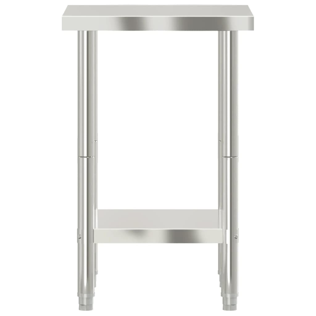 Mesa de trabajo de cocina de acero inoxidable 55 x 55 x 85 cm con estante, patas ajustables, suministros de gastronomía para restaurante, hotel, aperitivo, cocina grande, catering, bistro, pizzería