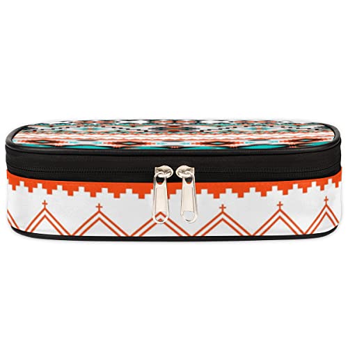 Image of Pardick Aztec Big Capacity Pencil Pen Case Aztec Print Large Pencil Pouch with Zipper Compartments Pencil Bag for Boys Girls Adults Student Office School Supplies