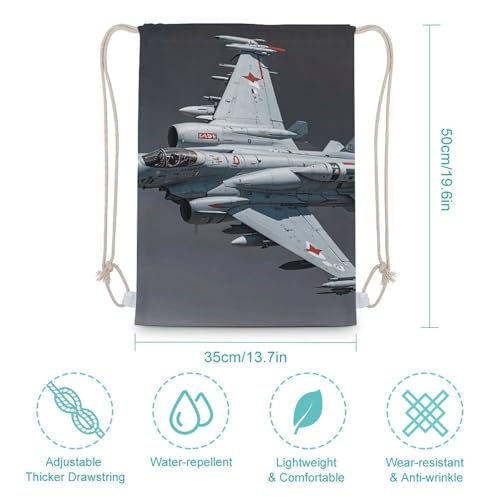 Jet Fighter Drawstring Backpack Gym Bag Lightweight Sackpack Gift for Hiking Travel Beach Shopping2