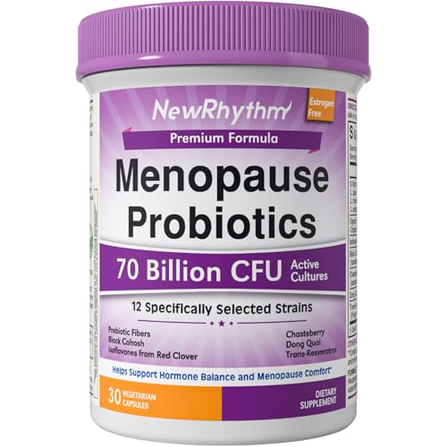 NewRhythm Menopause Probiotics for Women, 7-in-1 Relief, Prebiotics, Black Cohosh Trans-Resveratrol...