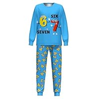 67 Meme Pyjamas Set Boys Girls Six Seven Number 6 7 Shirt Sleepwear Long Sleeve Tops And Pants 2 Piece Outfit Christmas Pjs Christmas Pyjamas Sky Blue
