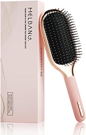 Melbang Paddle Brush for Detangling, Metal Bristle - Professional Large Hair Brush All Hair Types, Hair Brush with Steel Bristles for Anti-Static & Massaging Scalp