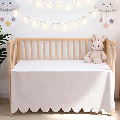 Scallop Edge Crib Skirt Ivory, 100% Egyptian Cotton 400