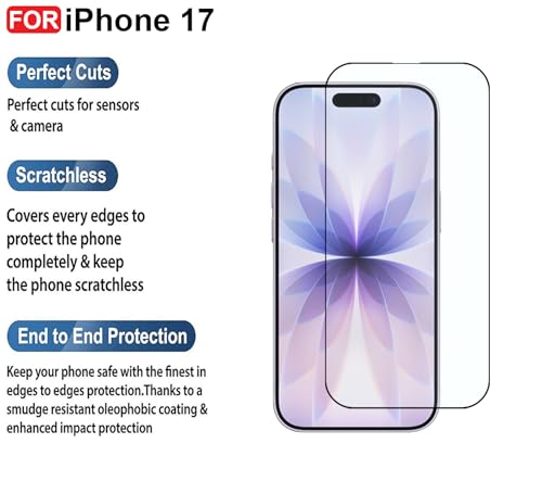 Image of CEDO Tempered Glass for iPhone 17 (5G) | Screen Protector Full HD Quality Tempered Glass Anti-Scratch Edge to Edge Coverage with Easy Installation Kit (Black)