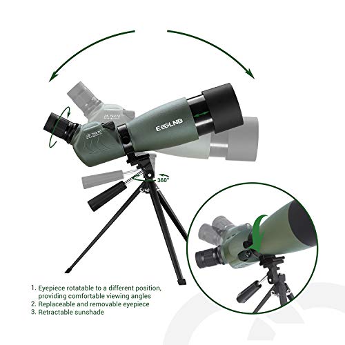 Esslnb Spotting Scope With Tripod Phone Adapter 25-75 X 70 Bak4 Monocular Telescope 45 Degree Angled Waterproof Compact Spotting Scopes For Target Shooting Hunting Bird Watching #TOP7