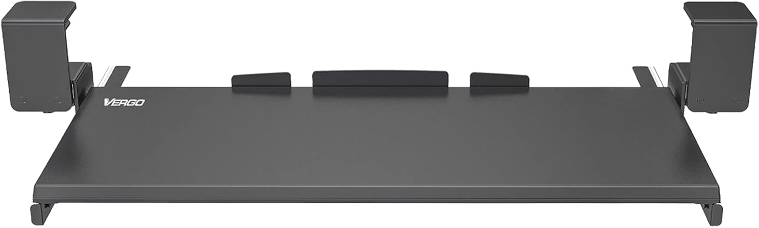 Vergo Keyboard Tray Under Desk Clamp On Mount 27 x 11 Slide Out Drawer Black : Office Products