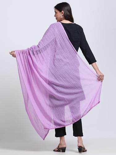 Image of Miraan Solid Pure Cotton Dupatta with Pom Pom Border, 2.25 meters length (DUPCOTTON)