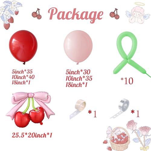 Guirlande de ballons cerises et arche décorative de mariage chic